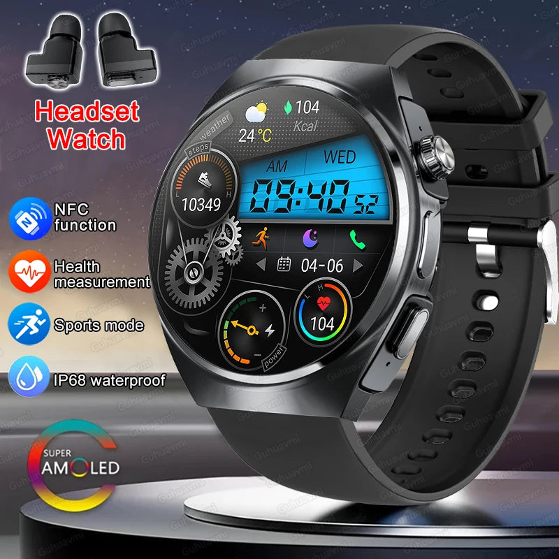 New Men’s Smart Watch & TWS Headset 2-in-1: Wireless Earbuds, Health Tracker, NFC, Sport & Fashion