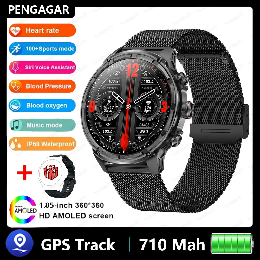 1.85" Ultra HD Smartwatch with NFC, Bluetooth Calling, 710mAh Battery, Fitness & Health Tracking