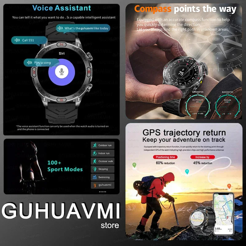 2025 Smart Watch - 1.43'' AMOLED, GPS, Fitness Tracker, BT 5.3, LED Lights, Compass