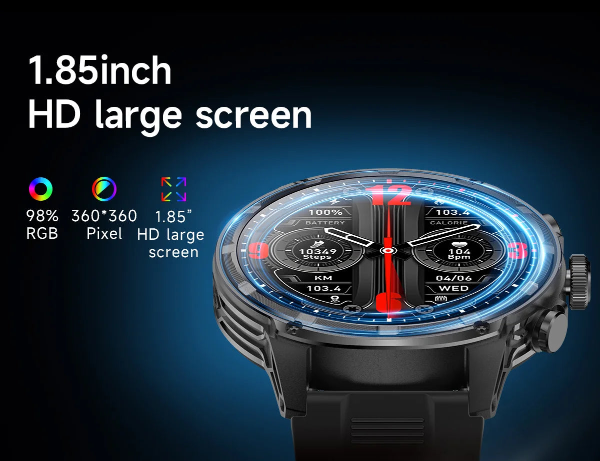 1.85" Ultra HD Smartwatch with NFC, Bluetooth Calling, 710mAh Battery, Fitness & Health Tracking