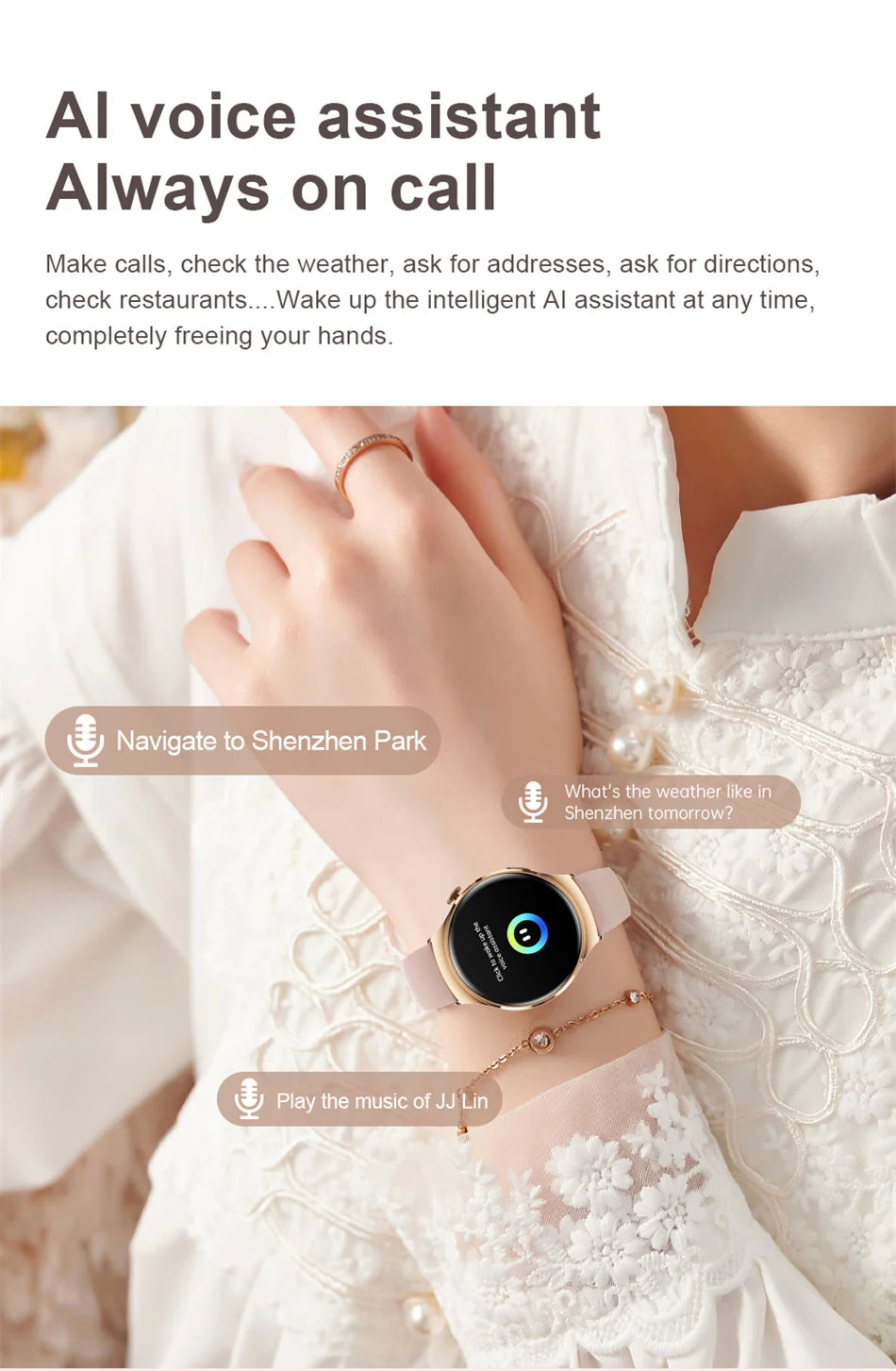 Mini AMOLED Smartwatch Women, 360*360 HD, NFC, IP68, Health & Heart Rate Monitor