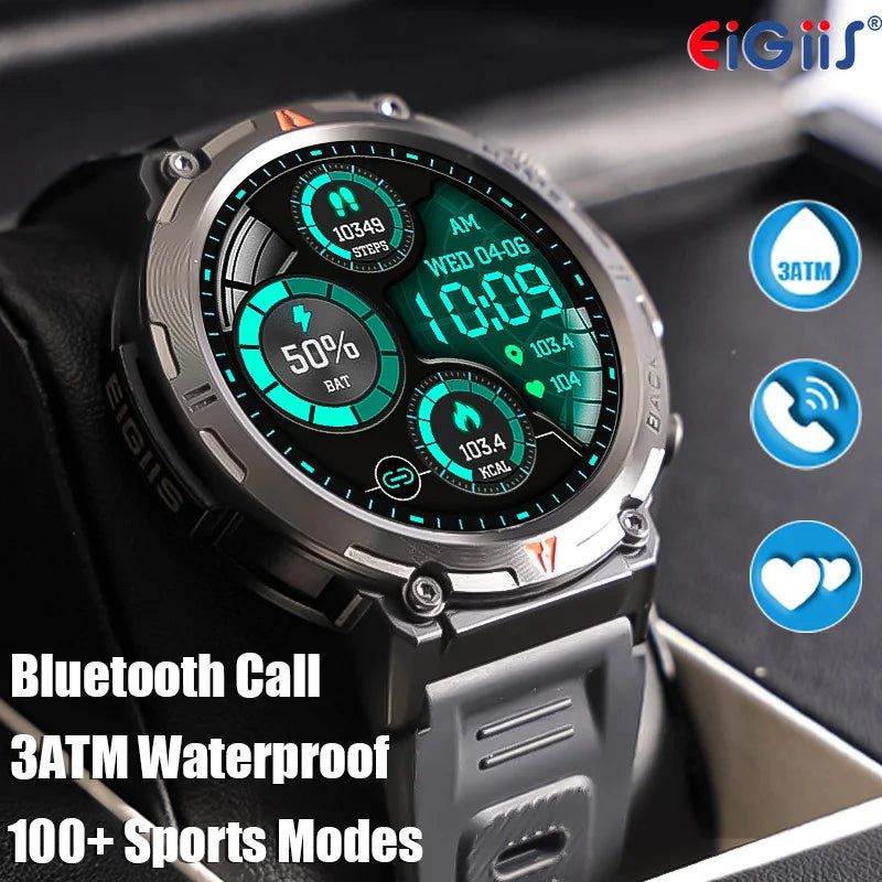 2024 Sport Smartwatch - 3ATM Waterproof, Bluetooth Call, Health Monitor, Flashlight