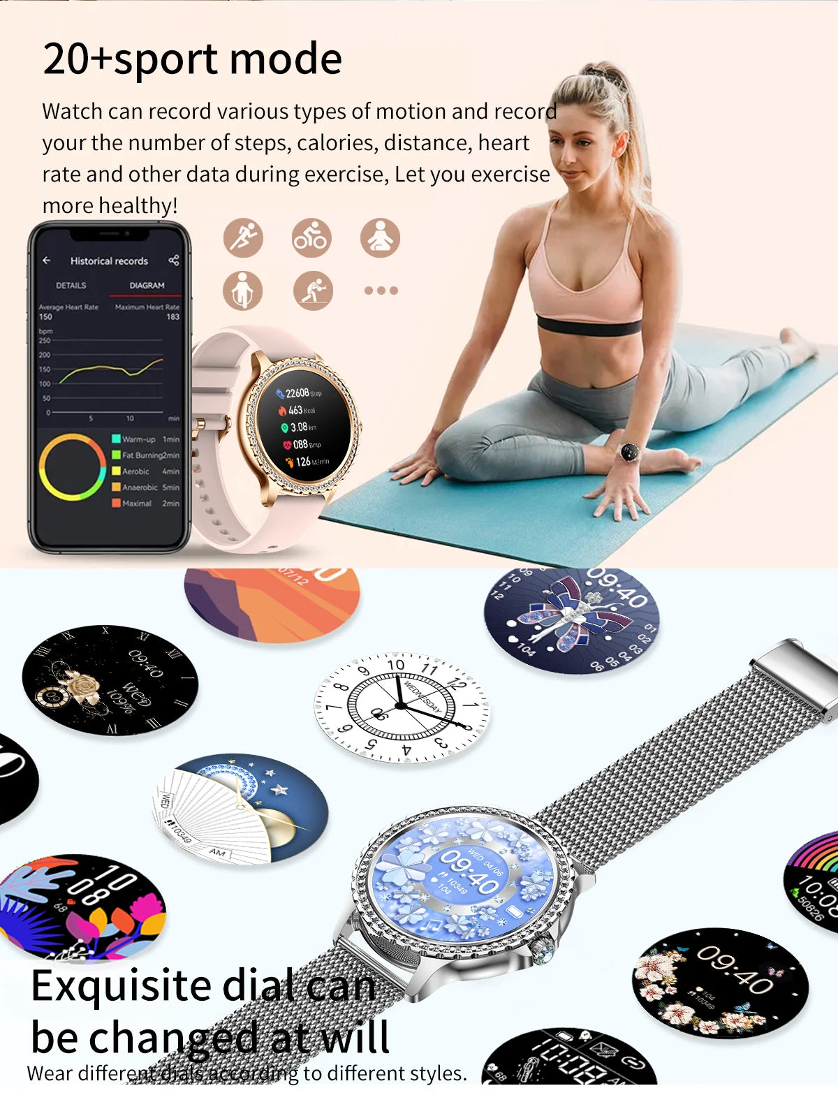 Gold Luxury Women's Smartwatch | 1.32" HD AMOLED Screen, Voice Call & Fitness Tracker