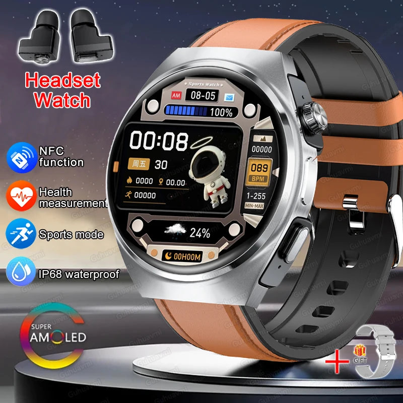 New Men’s Smart Watch & TWS Headset 2-in-1: Wireless Earbuds, Health Tracker, NFC, Sport & Fashion