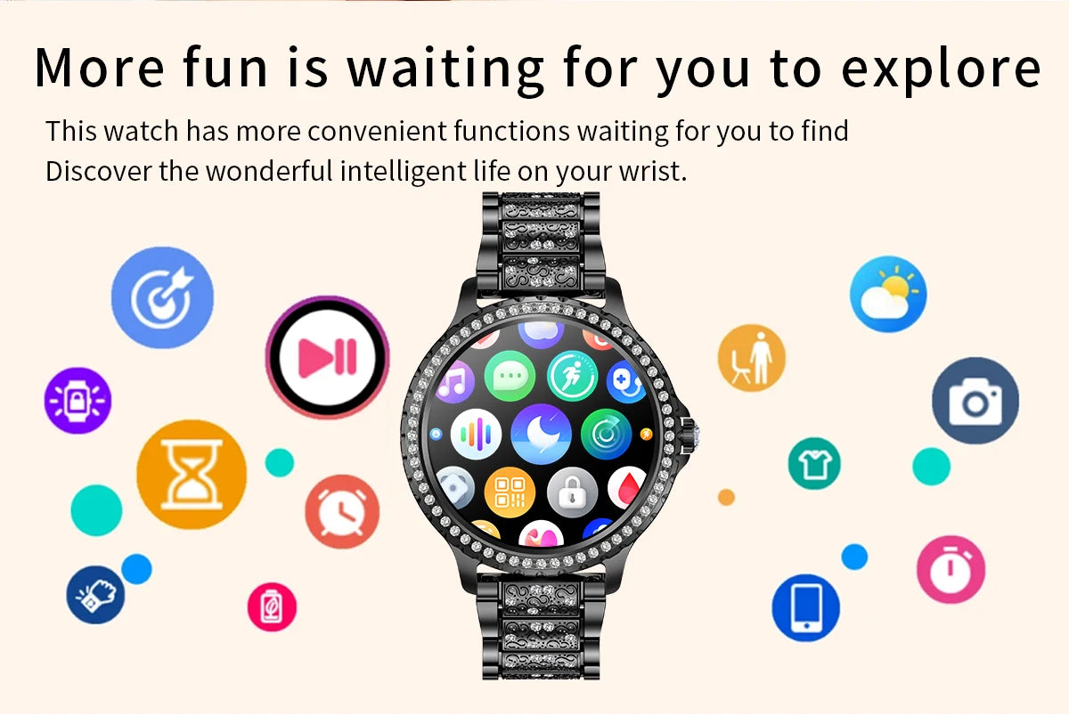 Gold Luxury Women's Smartwatch | 1.32" HD AMOLED Screen, Voice Call & Fitness Tracker