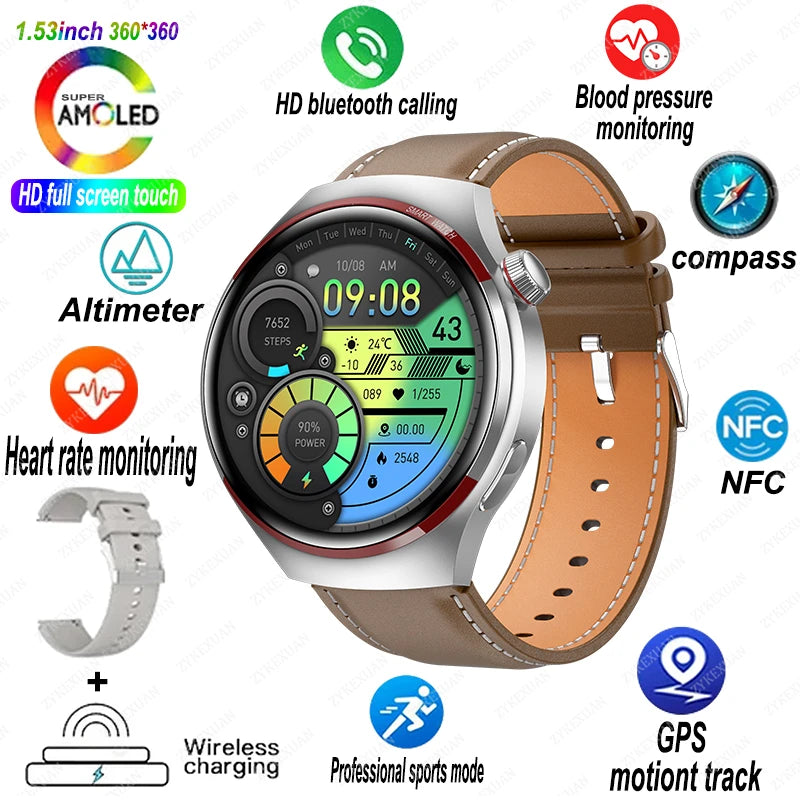 4 PRO Space Exploration Smartwatch HD GPS NFC Bluetooth Call Heart Rate & Fitness Tracker