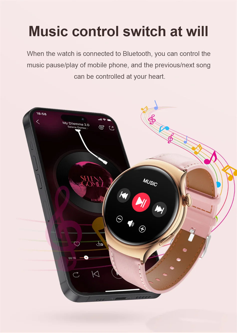 Mini AMOLED Smartwatch Women, 360*360 HD, NFC, IP68, Health & Heart Rate Monitor