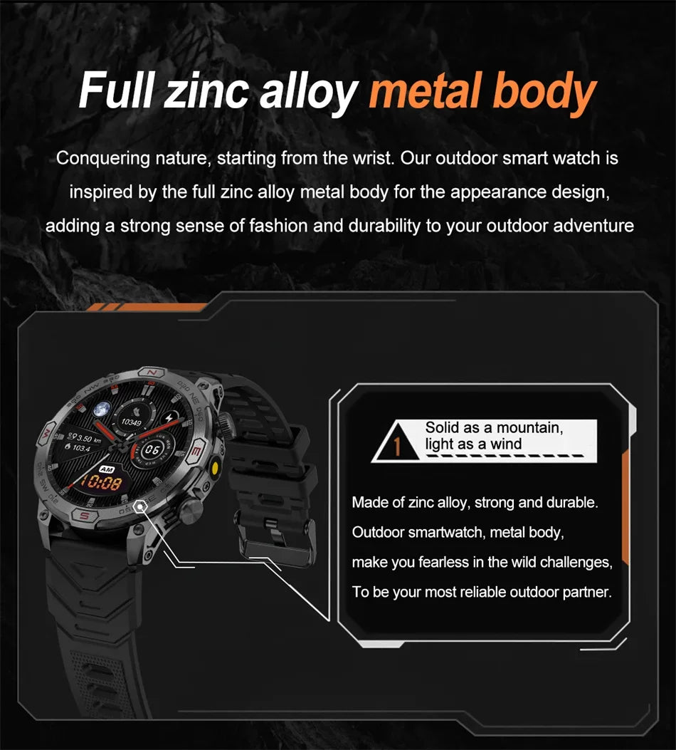 2025 Smart Watch - 1.43'' AMOLED, GPS, Fitness Tracker, BT 5.3, LED Lights, Compass