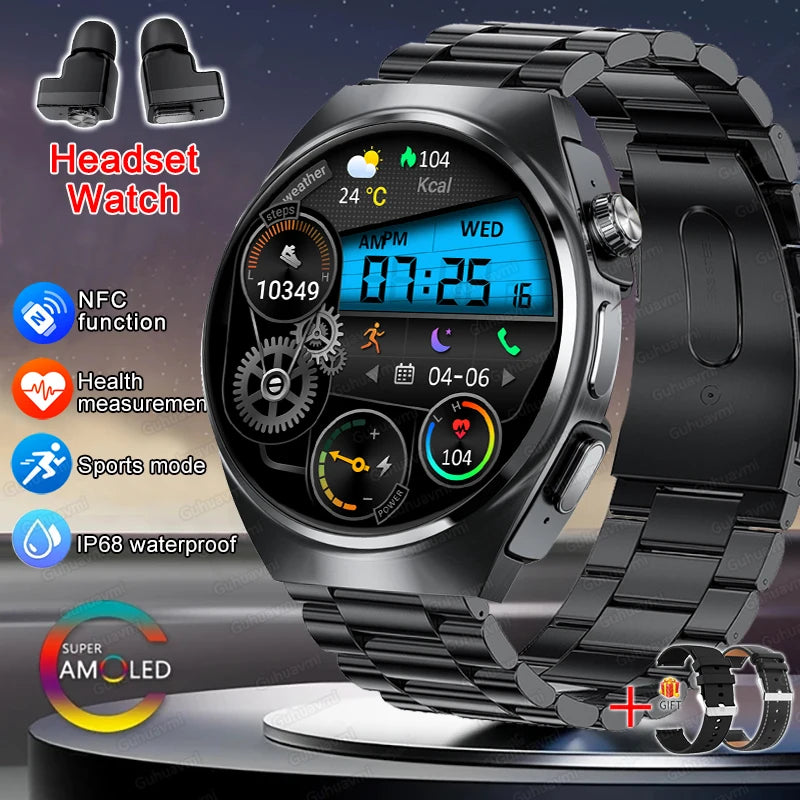 New Men’s Smart Watch & TWS Headset 2-in-1: Wireless Earbuds, Health Tracker, NFC, Sport & Fashion