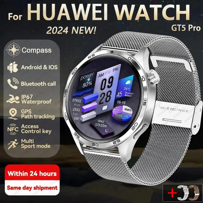 GPS Smartwatch Men 5 Pro AMOLED HD Bluetooth Call NFC Waterproof Heart Rate Fitness Watch