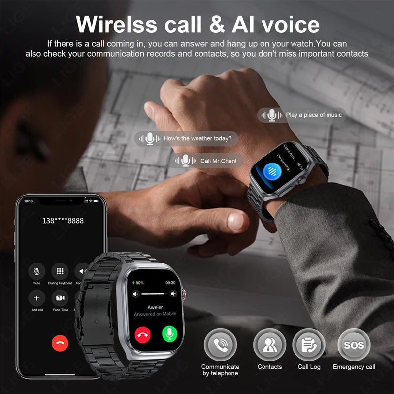 2.04" AI Medical Smartwatch, Blood Lipids, Uric Acid, ECG+PPG, Bluetooth Call, Waterproof