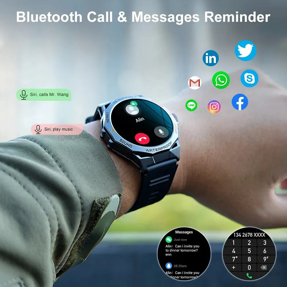 1.43” AMOLED Bluetooth Call Smart Watch for Men, Fitness Tracker, IP68 Waterproof