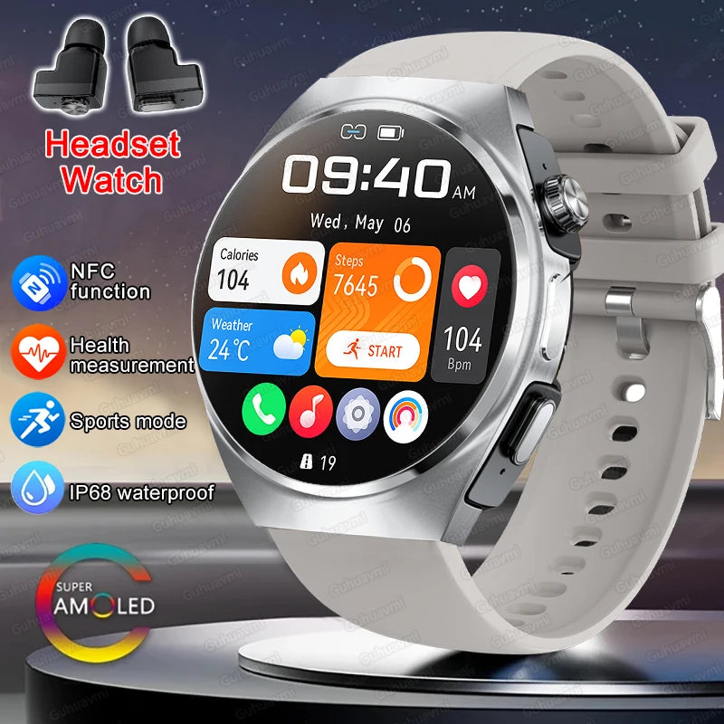 New Men’s Smart Watch & TWS Headset 2-in-1: Wireless Earbuds, Health Tracker, NFC, Sport & Fashion