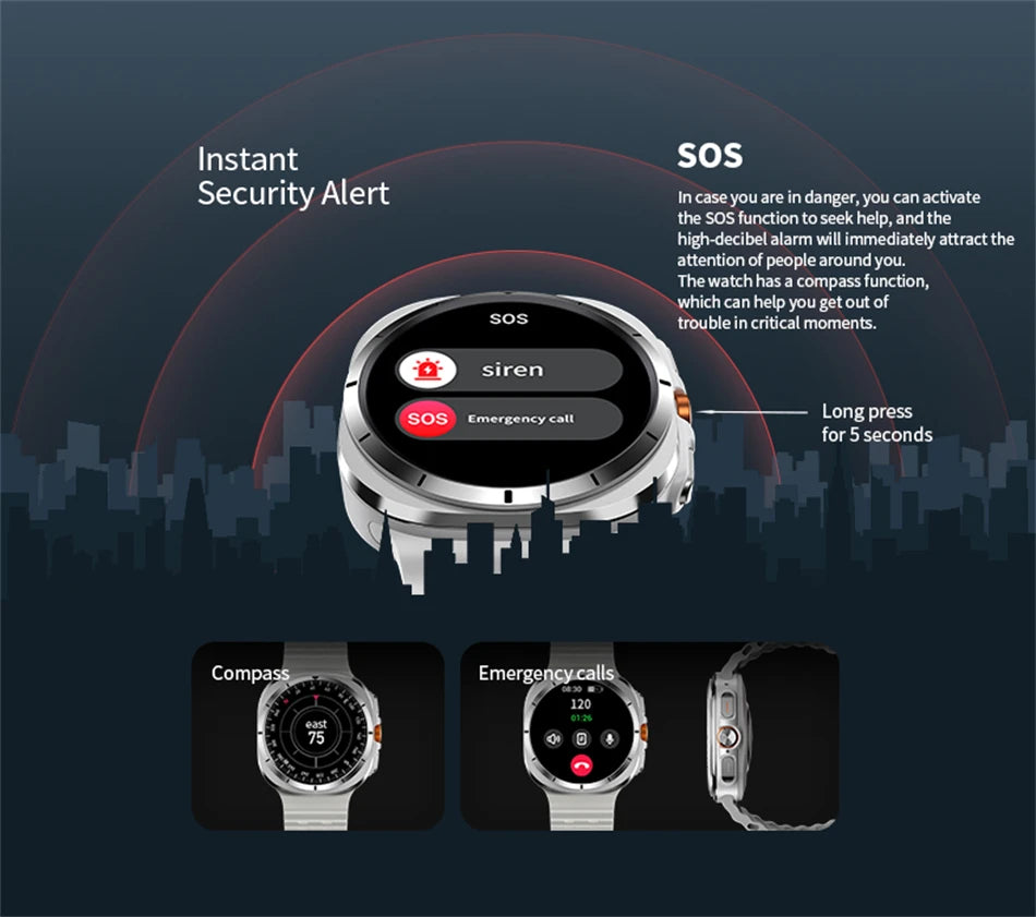 GPS AMOLED Smartwatch: Outdoor Sports, BT Calling, NFC, IP68