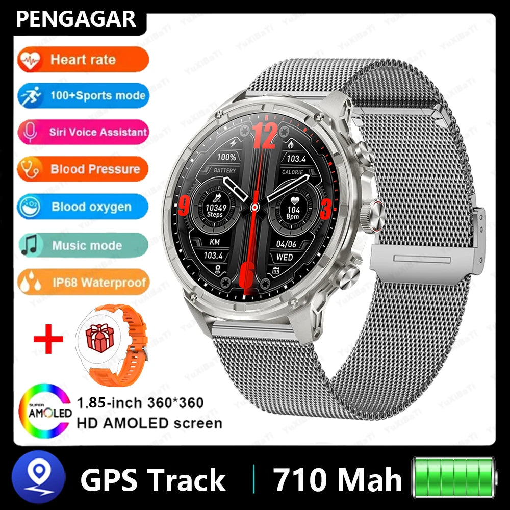 1.85" Ultra HD Smartwatch with NFC, Bluetooth Calling, 710mAh Battery, Fitness & Health Tracking