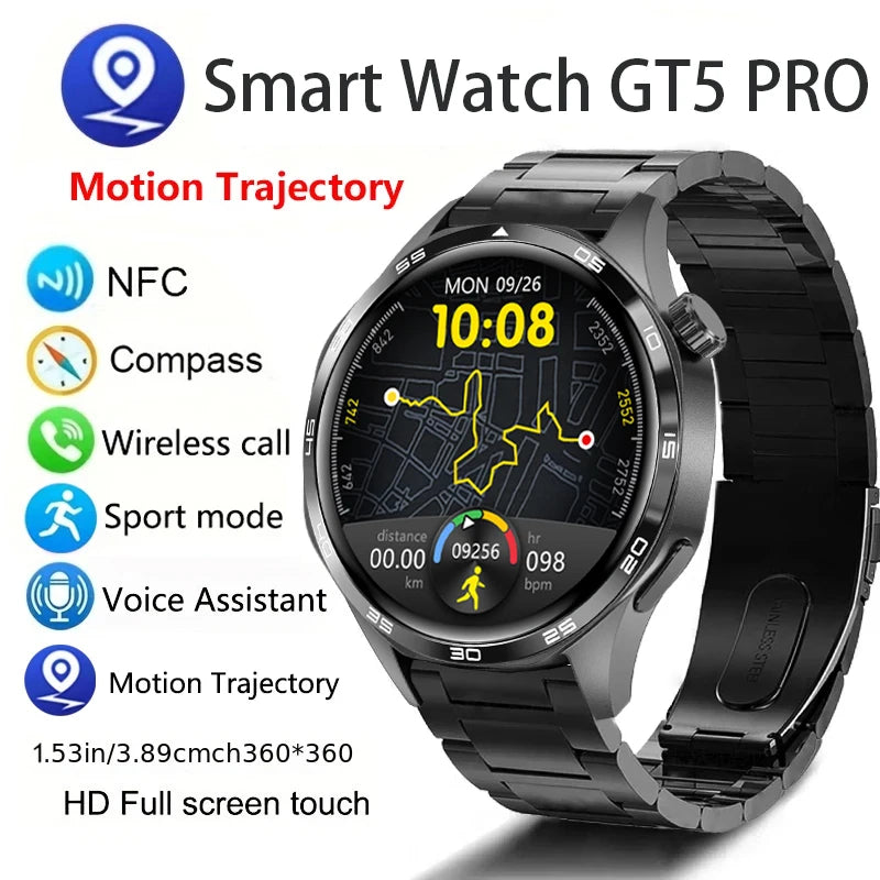 Smart Watch for Men AMOLED HD Screen, Bluetooth Call, GPS, NFC, Heart Rate Tracker