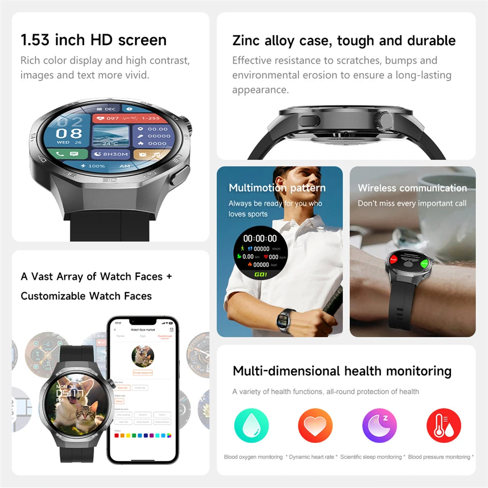 GPS Sports Smartwatch, Heart Rate, NFC, Compass, IP68 Waterproof