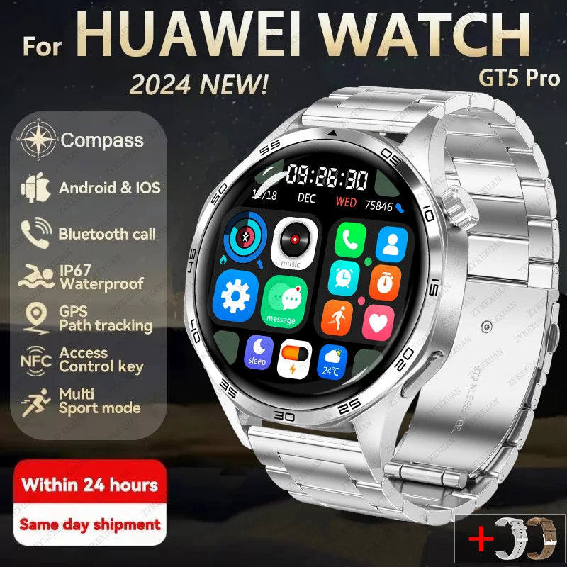 GPS Smartwatch Men 5 Pro AMOLED HD Bluetooth Call NFC Waterproof Heart Rate Fitness Watch