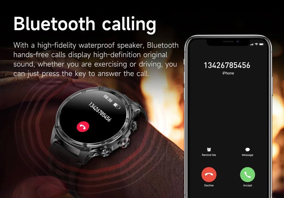 1.85" Ultra HD Smartwatch with NFC, Bluetooth Calling, 710mAh Battery, Fitness & Health Tracking