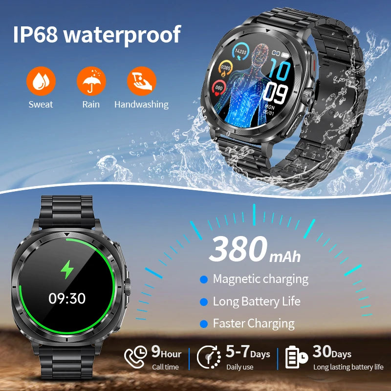 2025 AI Health Smartwatch: ECG, Blood Monitoring, HRV, NFC, Bluetooth Calls, Men's Fitness Tracker