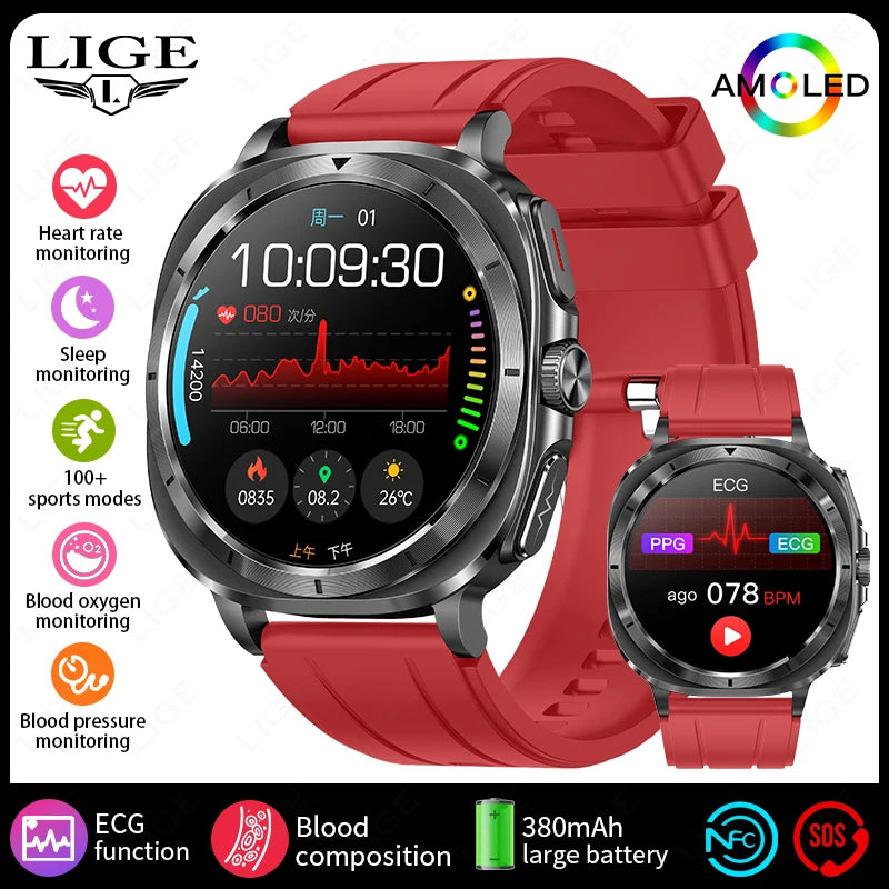 2025 AI Health Smartwatch: ECG, Blood Monitoring, HRV, NFC, Bluetooth Calls, Men's Fitness Tracker