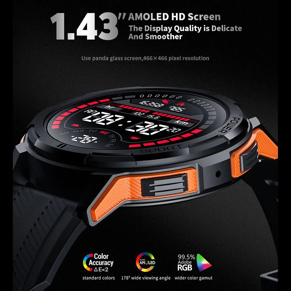 1.43" AMOLED Bluetooth Call Smartwatch | Heart Rate, Waterproof, Fitness Tracking for Android & iOS