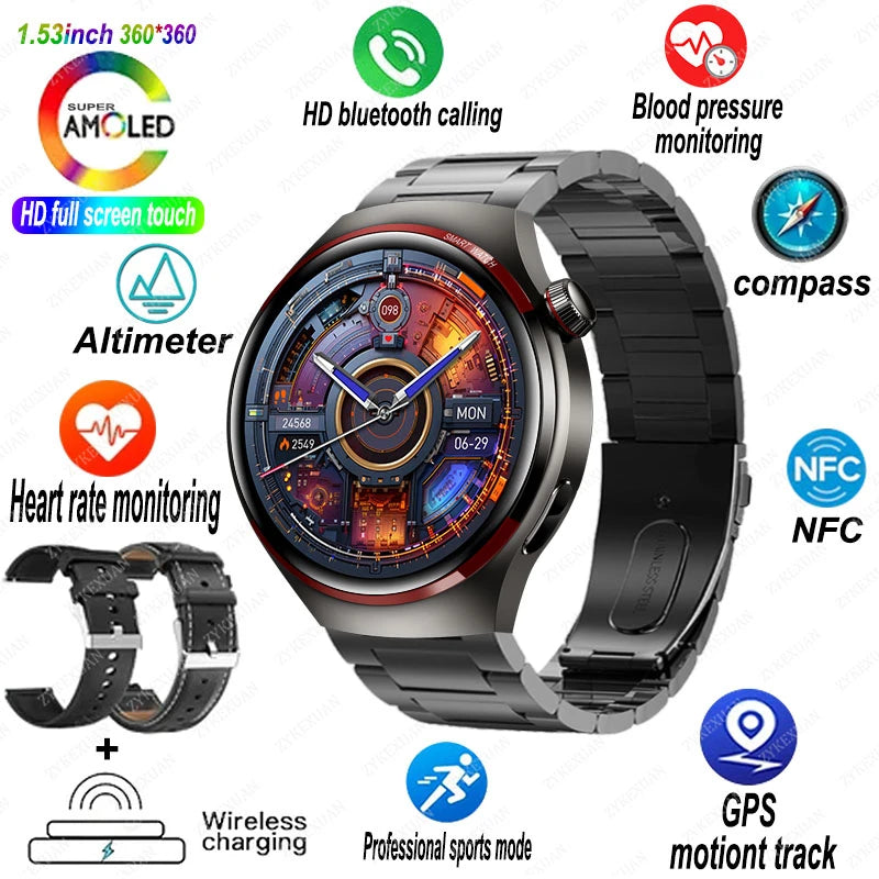 4 PRO Space Exploration Smartwatch HD GPS NFC Bluetooth Call Heart Rate & Fitness Tracker