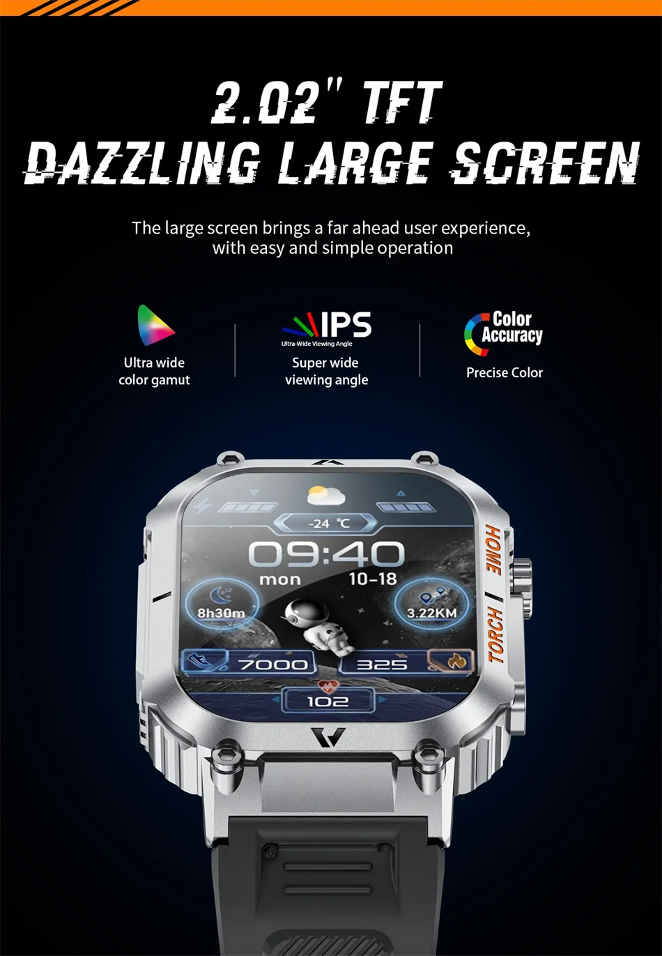 LIGE Military Men Smart Watch 2.02'' HD Screen LED Flashlight Compass Watches 3ATM Waterproof Outdoor Sports Smartwatch 2025 New