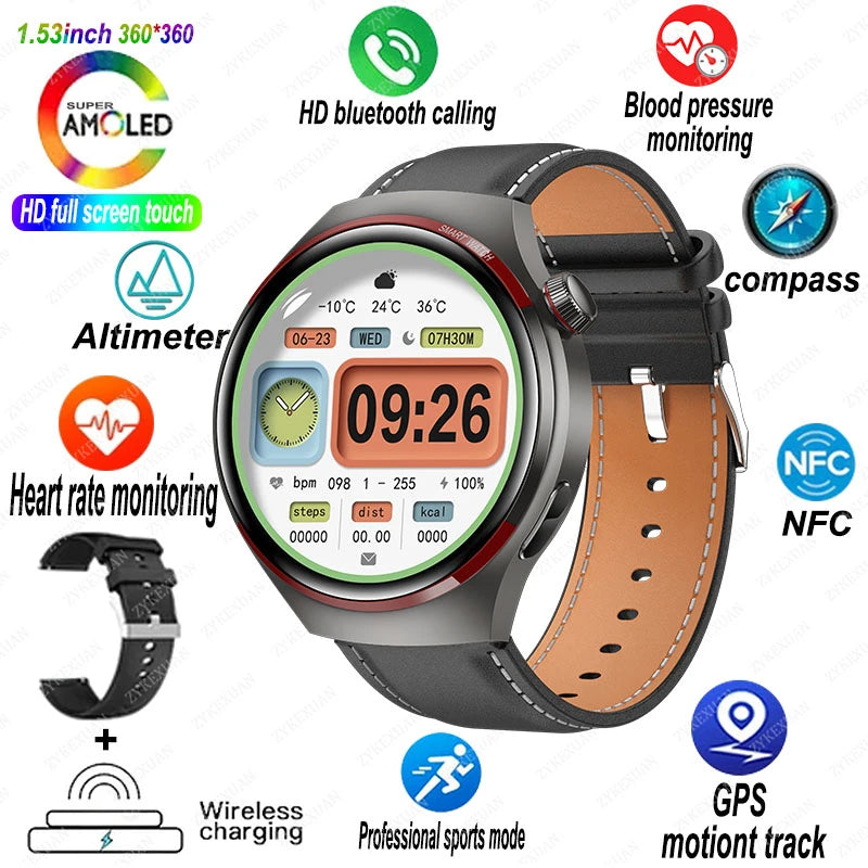 4 PRO Space Exploration Smartwatch HD GPS NFC Bluetooth Call Heart Rate & Fitness Tracker