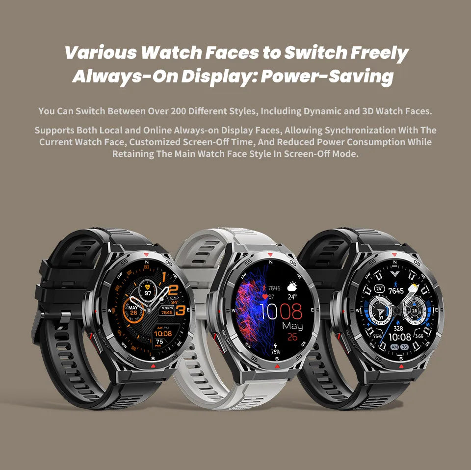 GPS Outdoor Smartwatch: 1.43" AMOLED, Heart Rate Monitor, Bluetooth Calling, IP69K Waterproof