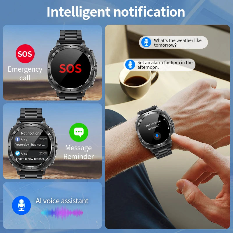 2025 AI Health Smartwatch: ECG, Blood Monitoring, HRV, NFC, Bluetooth Calls, Men's Fitness Tracker