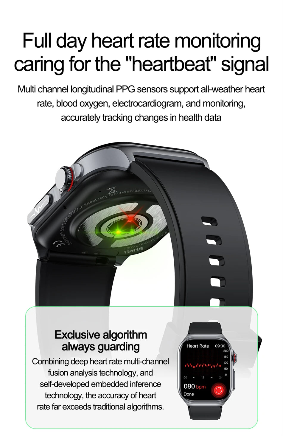 2.04" AI Medical Smartwatch, Blood Lipids, Uric Acid, ECG+PPG, Bluetooth Call, Waterproof