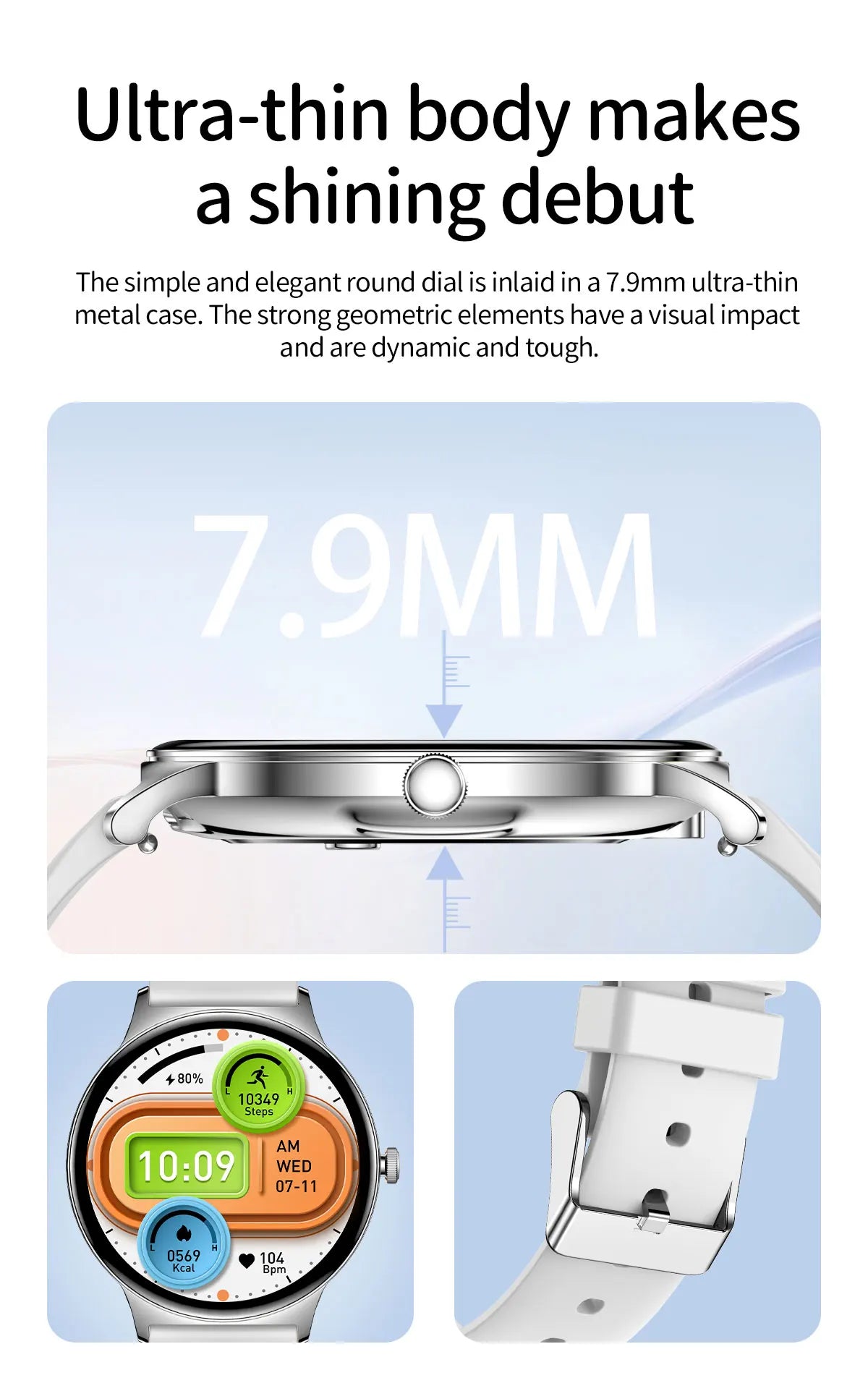 Ultra-Thin 1.43" Smart Watch HD AMOLED Screen Wireless Calling 100+ Sports Modes