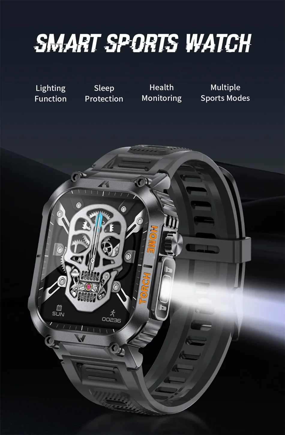 LIGE Military Men Smart Watch 2.02'' HD Screen LED Flashlight Compass Watches 3ATM Waterproof Outdoor Sports Smartwatch 2025 New