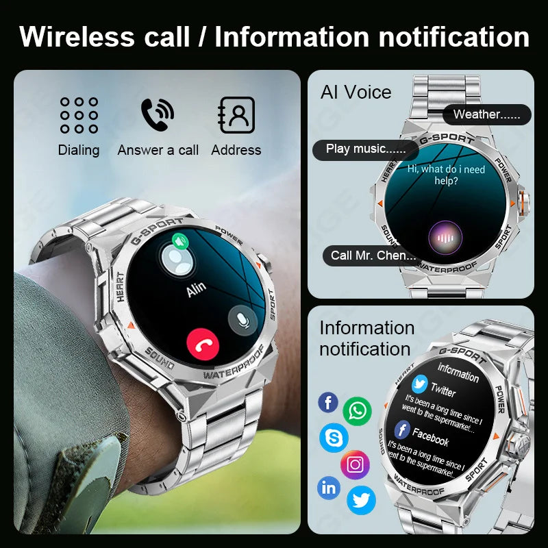 1.43" AMOLED Smart Watch for Men – Bluetooth Calls, Fitness Tracker, Heart Rate & Blood Pressure Monitor