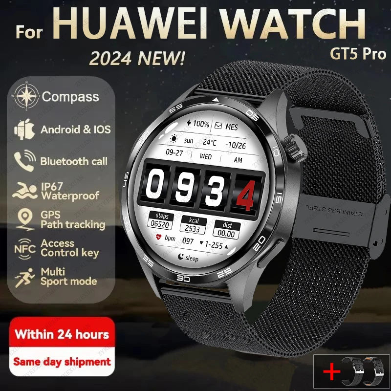 GPS Smartwatch Men 5 Pro AMOLED HD Bluetooth Call NFC Waterproof Heart Rate Fitness Watch