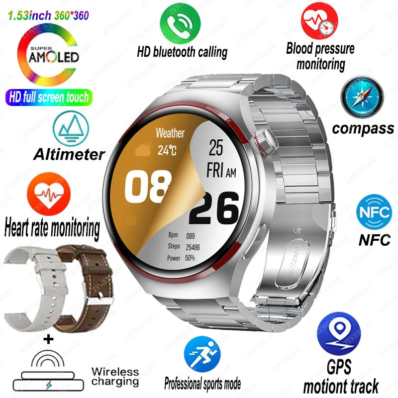 4 PRO Space Exploration Smartwatch HD GPS NFC Bluetooth Call Heart Rate & Fitness Tracker