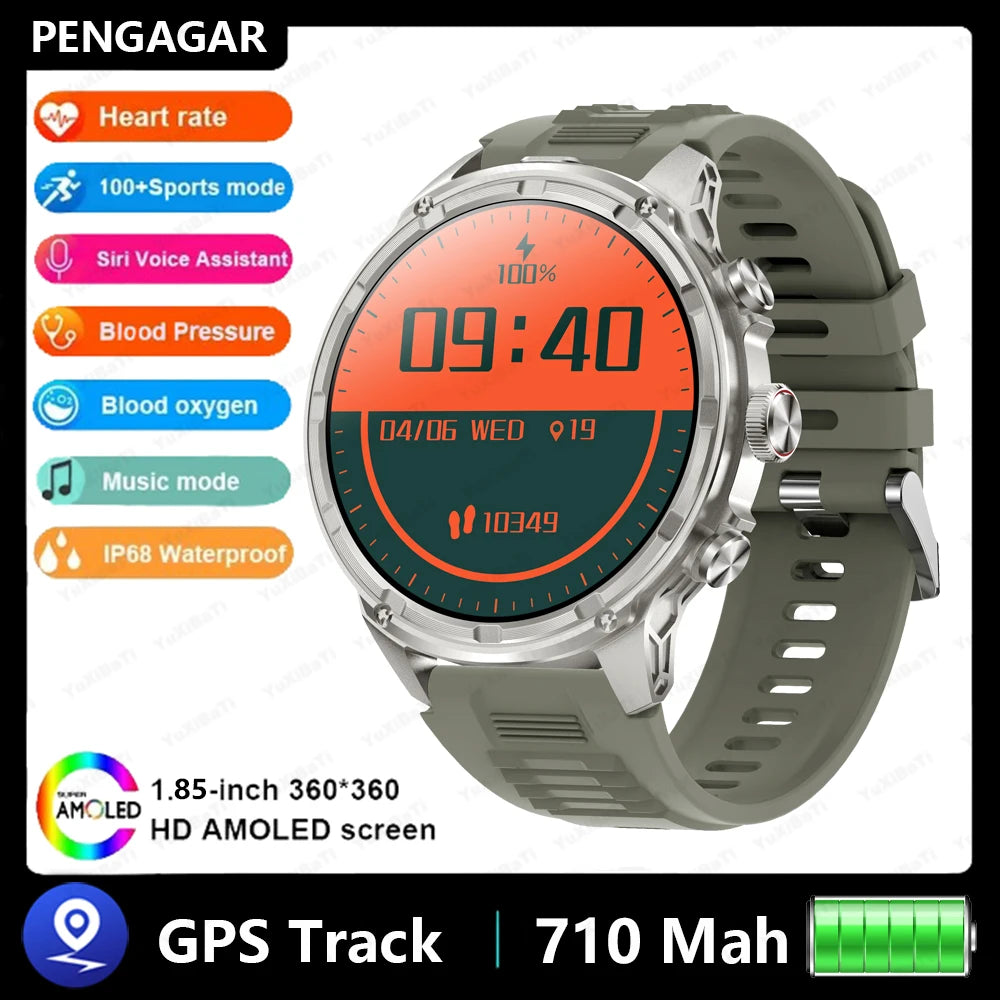 1.85" Ultra HD Smartwatch with NFC, Bluetooth Calling, 710mAh Battery, Fitness & Health Tracking