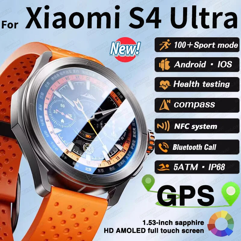 2024 S4 Ultra Smartwatch - AMOLED GPS Bluetooth NFC Call 5ATM Waterproof Fitness Tracker