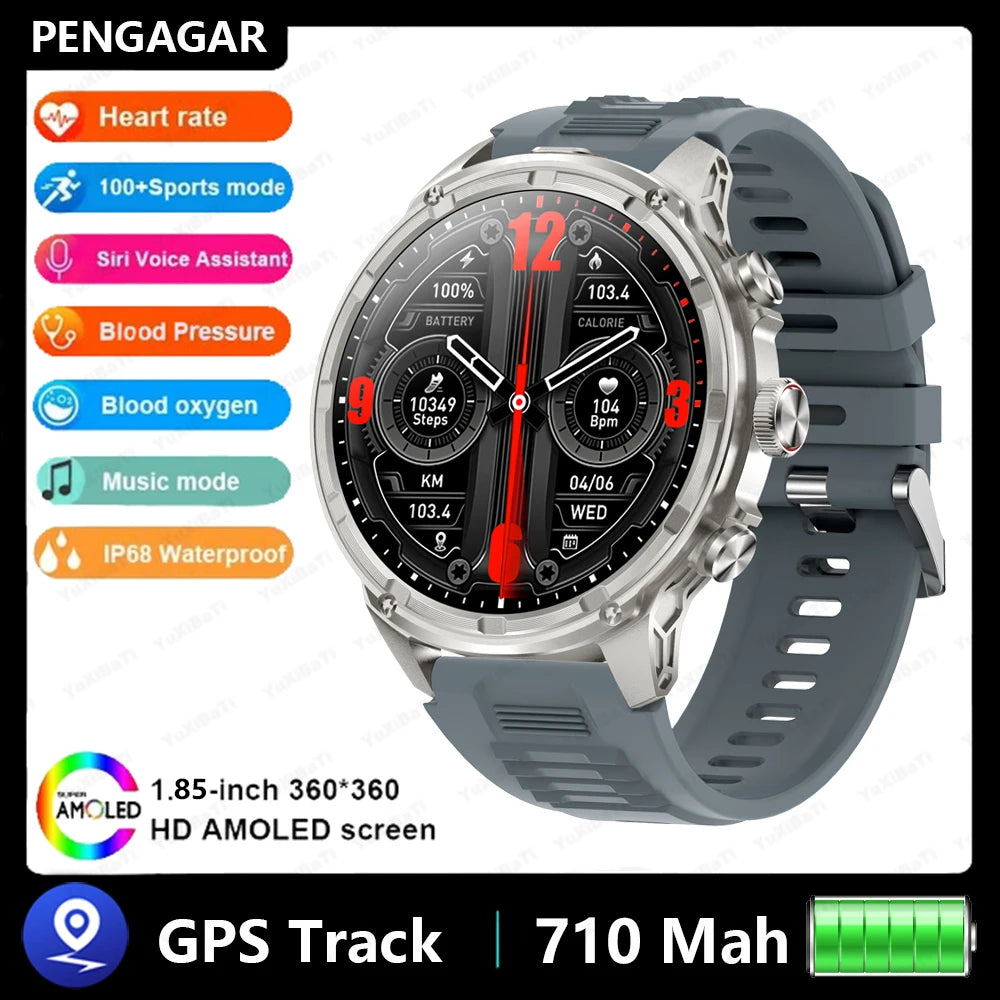 1.85" Ultra HD Smartwatch with NFC, Bluetooth Calling, 710mAh Battery, Fitness & Health Tracking