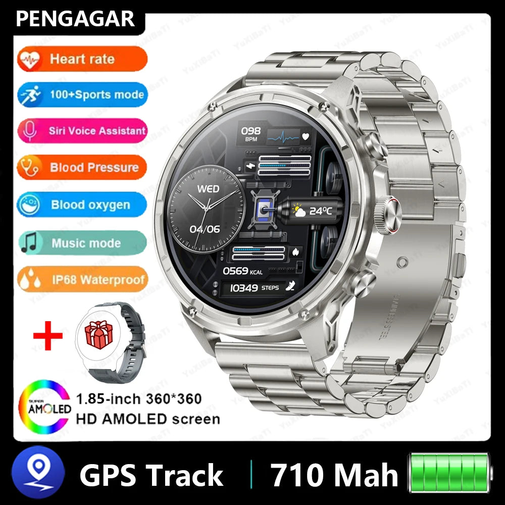 1.85" Ultra HD Smartwatch with NFC, Bluetooth Calling, 710mAh Battery, Fitness & Health Tracking