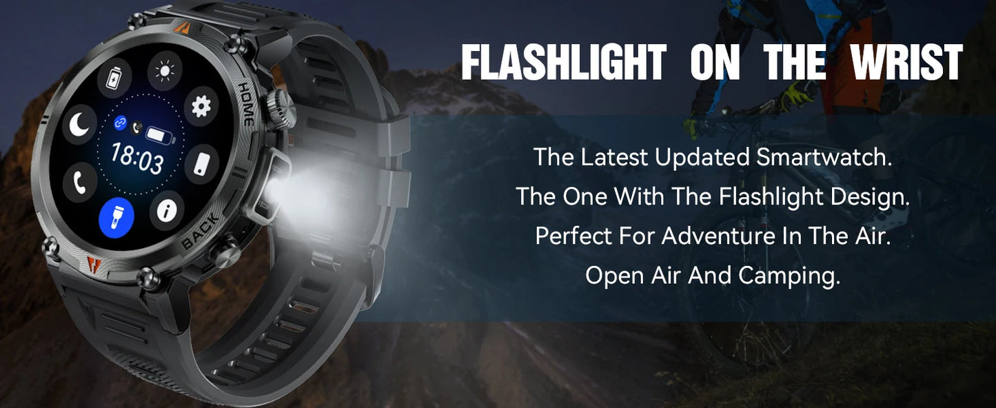 2024 Sport Smartwatch - 3ATM Waterproof, Bluetooth Call, Health Monitor, Flashlight