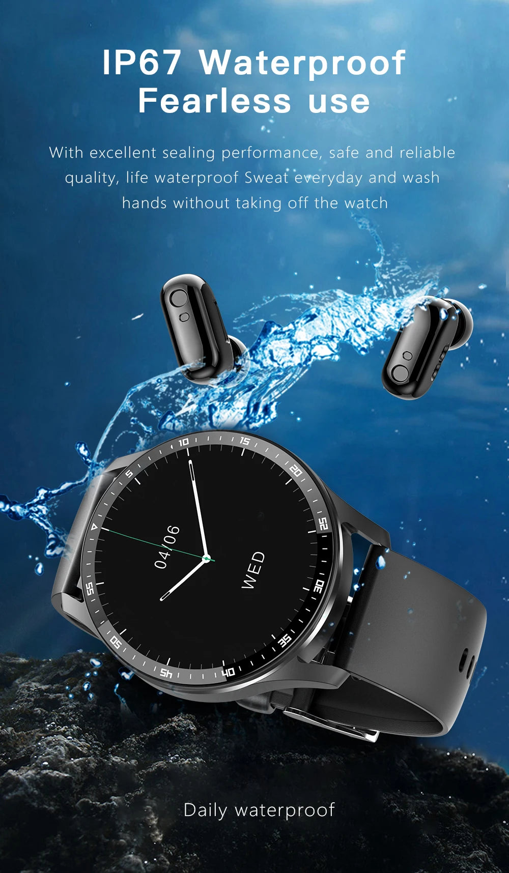2-in-1 Smartwatch with TWS Earbuds, Heart Rate & Fitness Tracker, 1.32" AMOLED Sport Watch