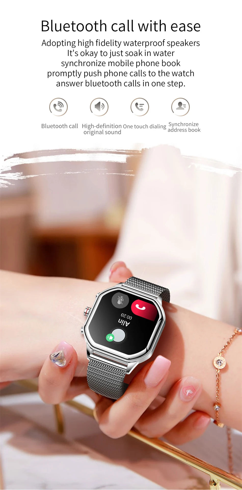 2024 Women’s Smart Watch 1.4" AMOLED Health Tracker Waterproof Bluetooth Call