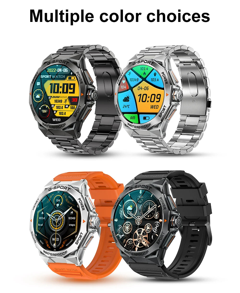1.43” AMOLED Bluetooth Call Smart Watch for Men, Fitness Tracker, IP68 Waterproof