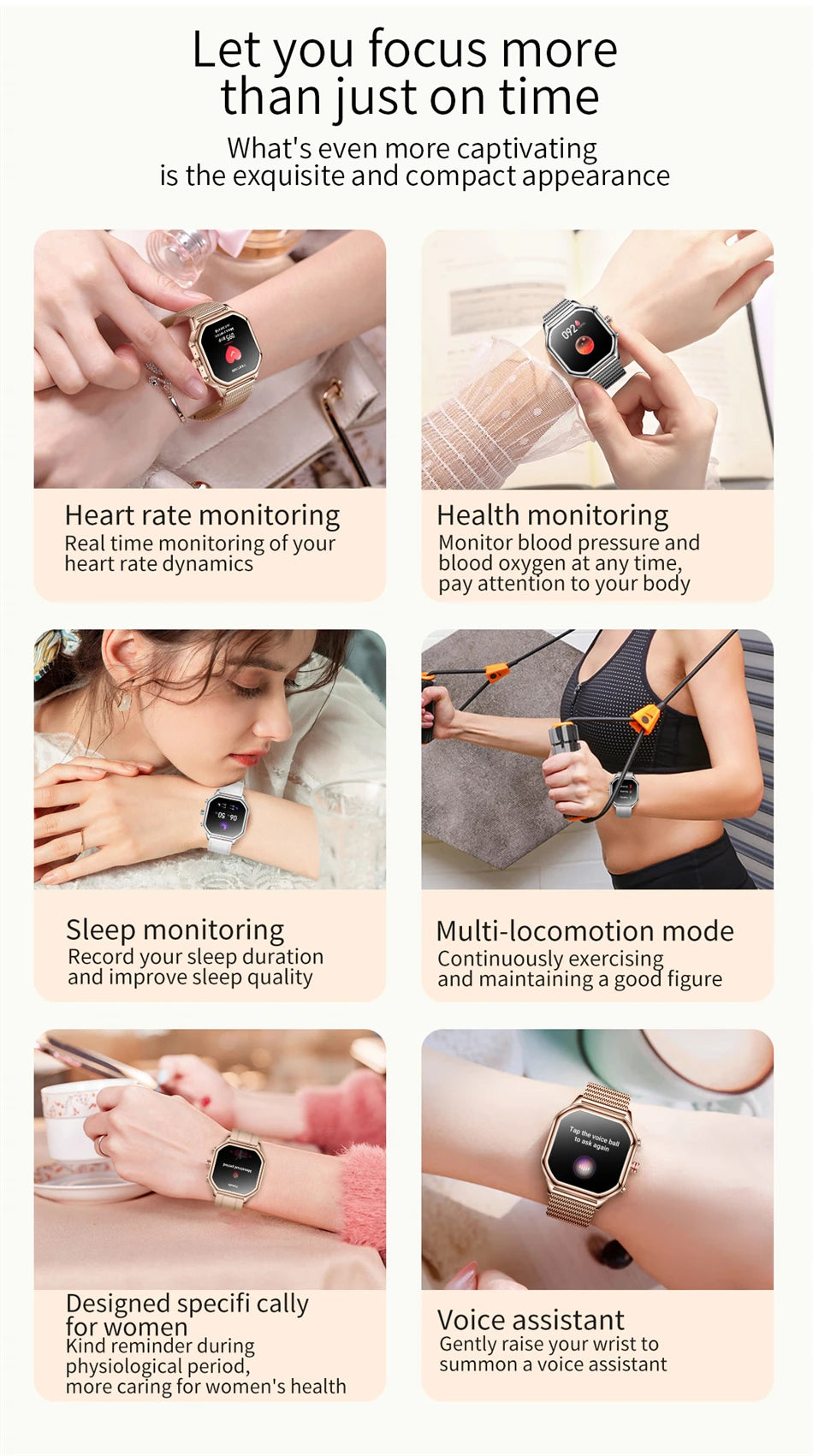 2024 Women’s Smart Watch 1.4" AMOLED Health Tracker Waterproof Bluetooth Call