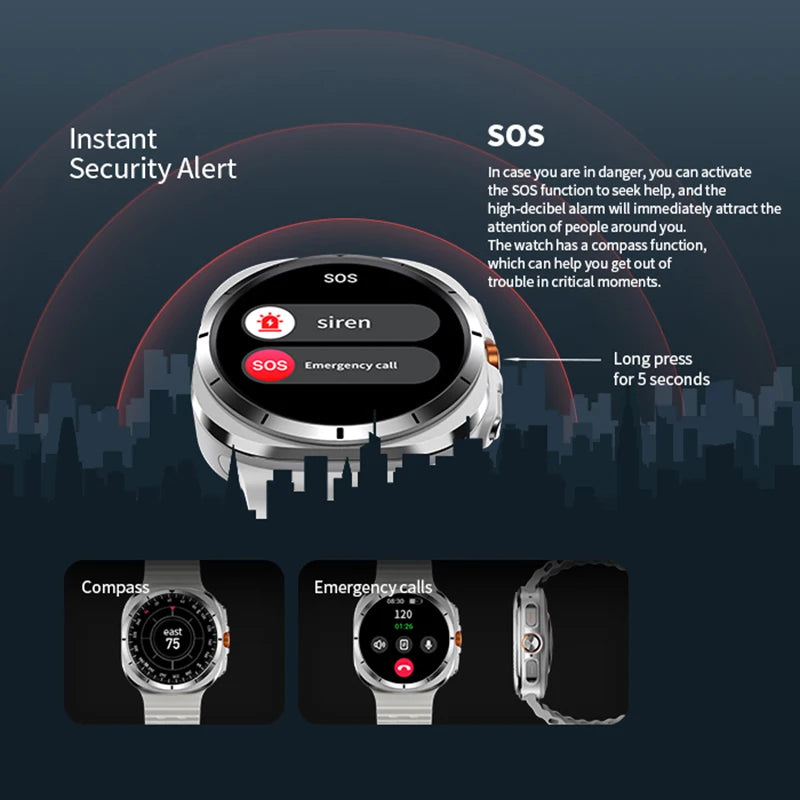 GPS AMOLED Smartwatch: Outdoor Sports, BT Calling, NFC, IP68