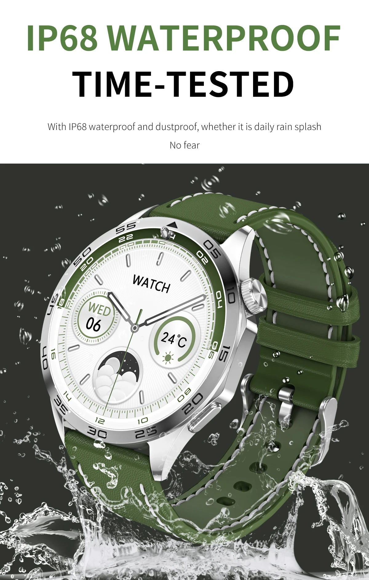 2024 Men's Smartwatch | Bluetooth Calling, IP68 Waterproof, Heart Rate Monitor, Fitness Tracker