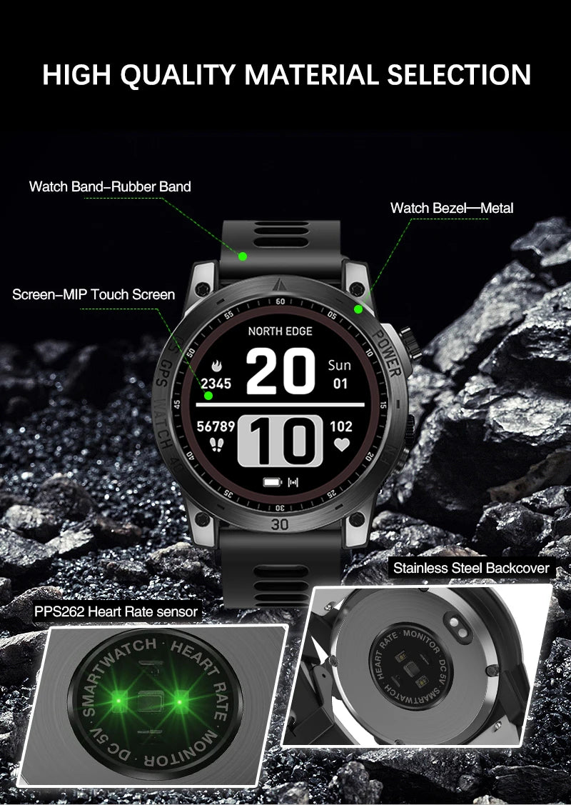 New GPS Sport Smartwatch for Men | HD AMOLED Display, 50M Waterproof, Altimeter, Compass
