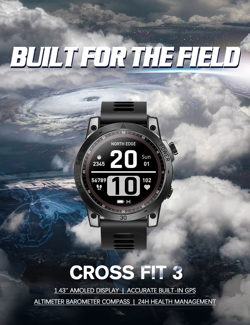 New GPS Sport Smartwatch for Men | HD AMOLED Display, 50M Waterproof, Altimeter, Compass